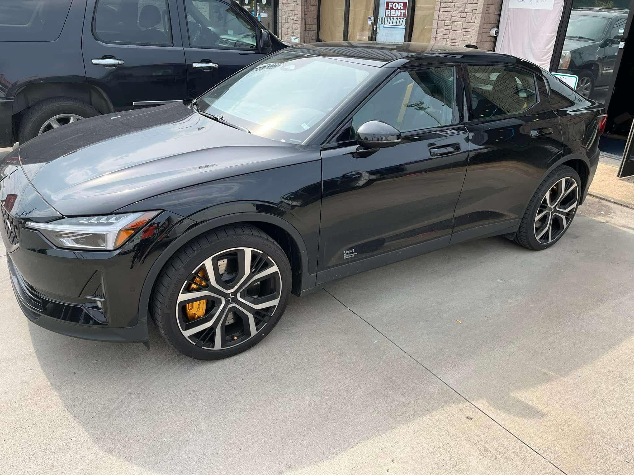 Luxury car being detailed